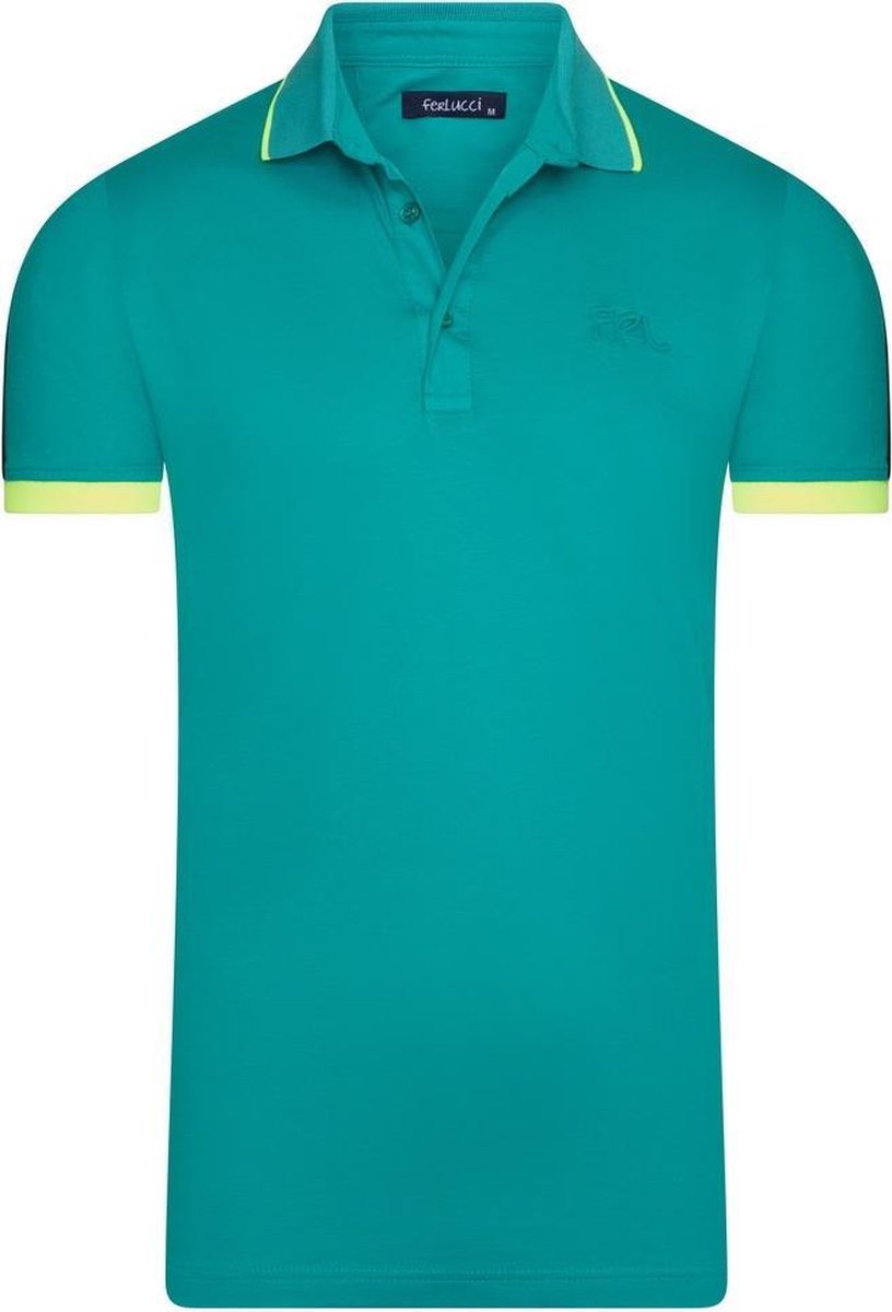 Ferlucci - Exclusieve Heren Polo - Stretch - Model Como - Mintgroen Neon
