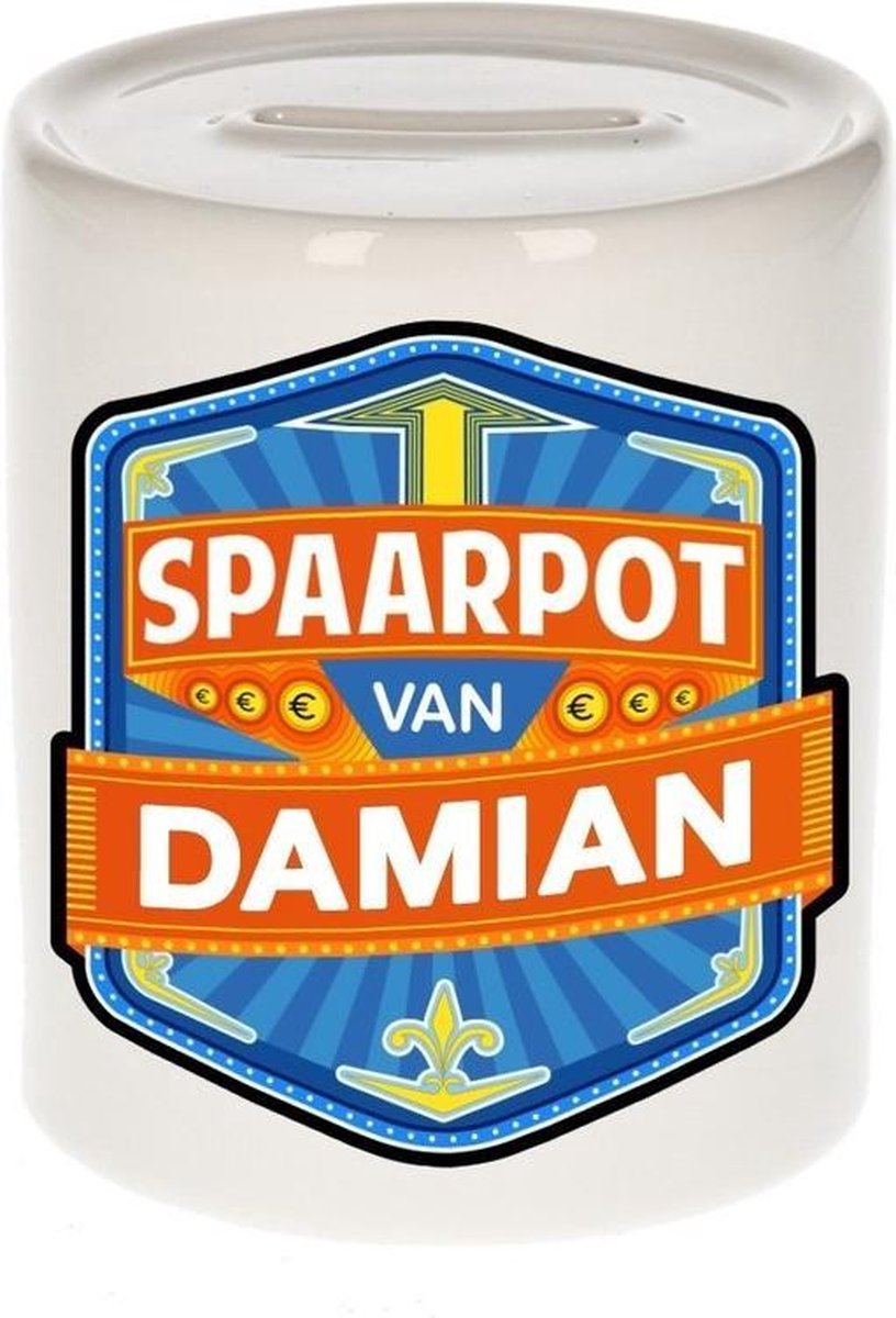 Kinder spaarpot voor Damian - keramiek - naam spaarpotten