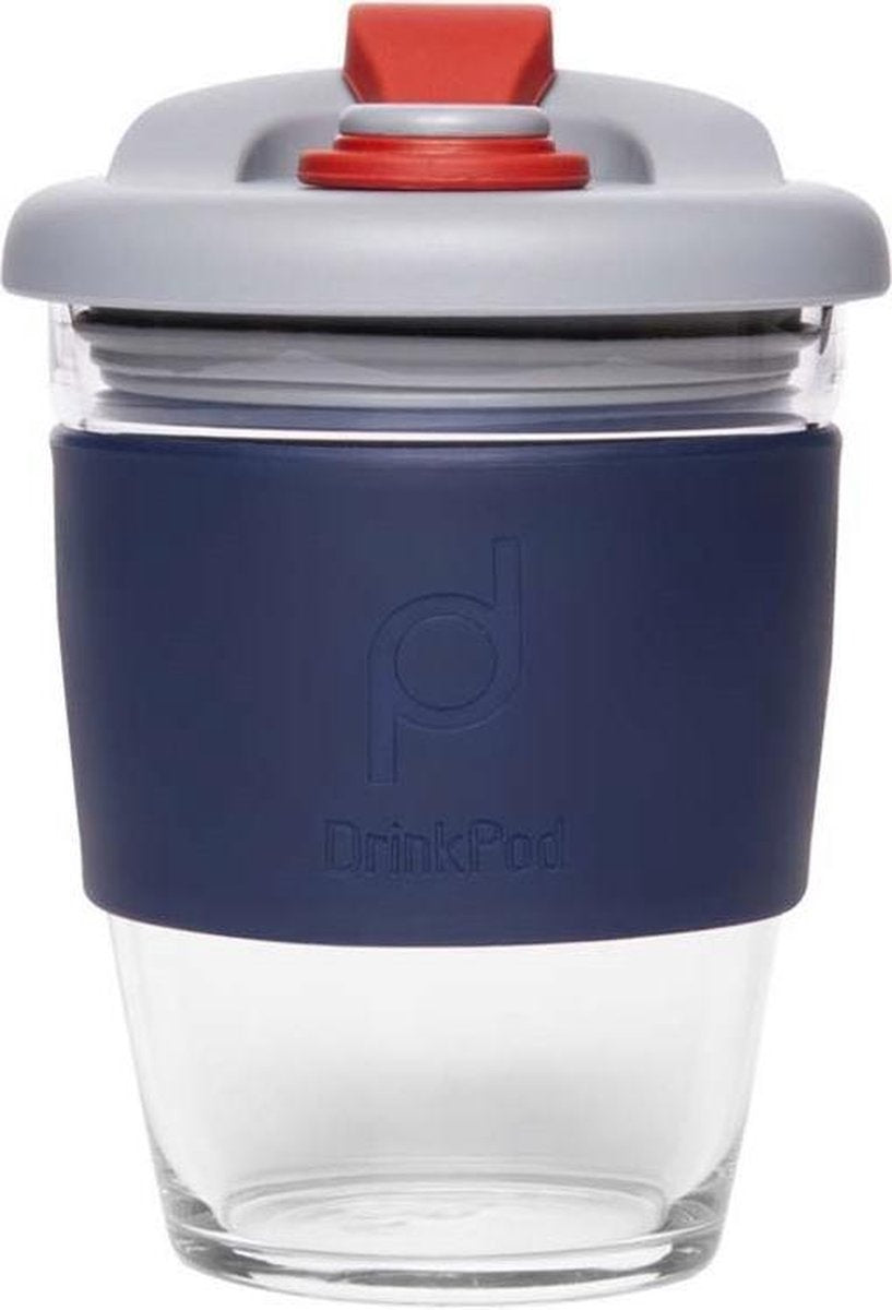 Herbruikbare Koffiebeker - 340ml -  Storm Grey - Glas - Pioneer