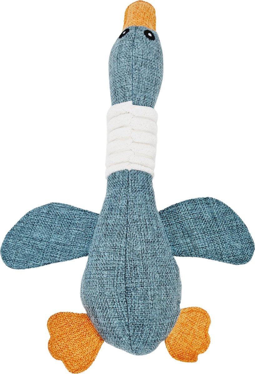 Doxie®️ Honden Speelgoed Eend – Honden Knuffel – Knuffeleend – Met Piep – 30 cm – Blauw