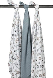 Meyco 3-pack Swaddle - Animal/Uni jade/Animal