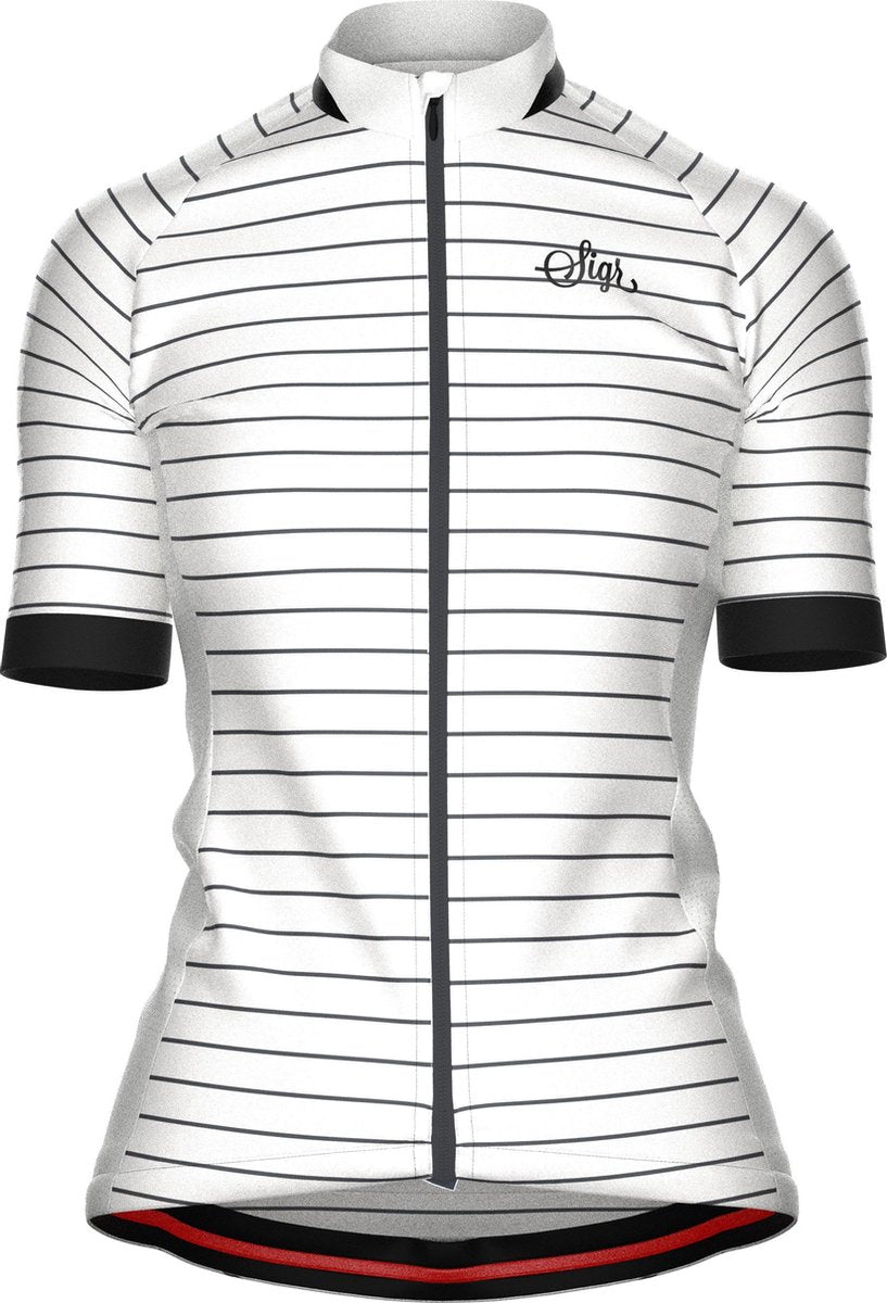 WHITE HORIZON' fietsshirt met wit/blauwe strepen voor dames - XL