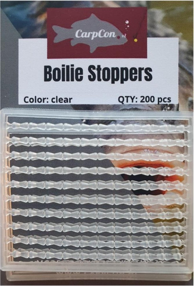 Boilie Stoppers - Clear - 200 stuks (2 rekjes) - Hair Stoppertjes - Boiliestoppers