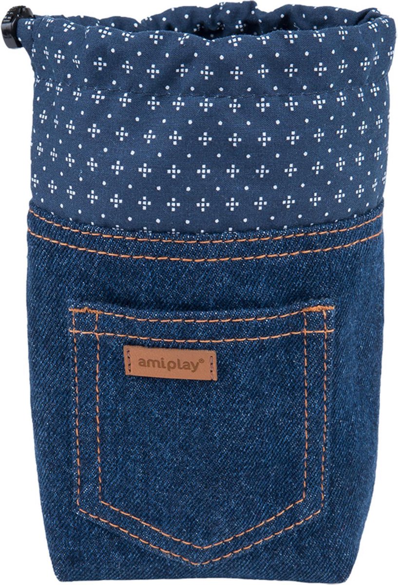 AMI zakje voor snoep denim marineblauw 10x7x14cm