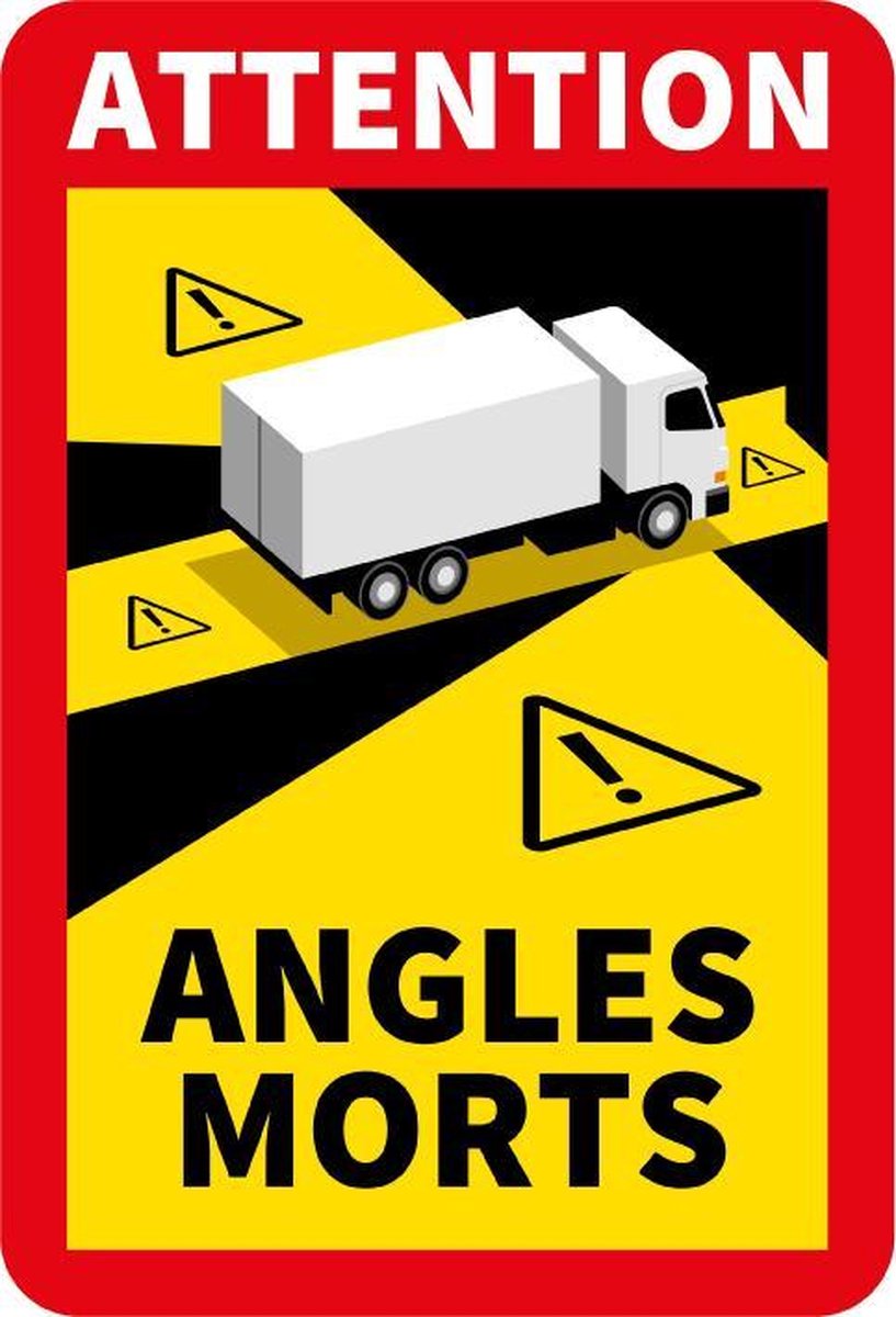 Dode Hoek Sticker VRACHTWAGEN - Waarschuwingsstickers - Frankrijk (17 x 25 cm) (vanaf 1000 stuks)