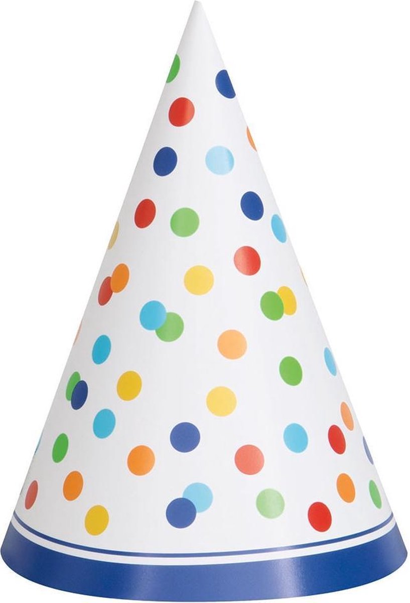 Feesthoedjes Confetti Regenboog 8st