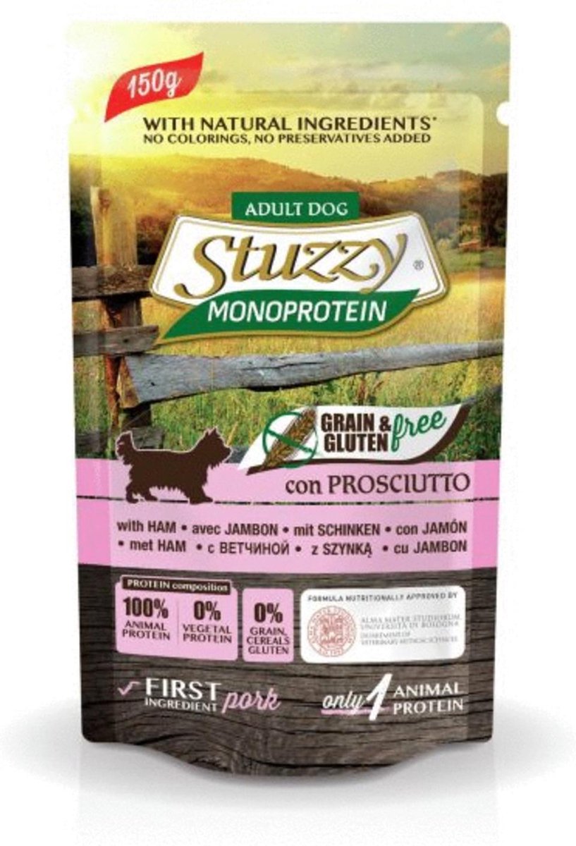 Stuzzy - Monoproteïn - Ham - Hond - Natvoer - Volledig voer - 12 x 150 gr