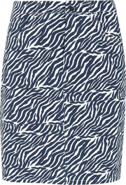 Cassis - Rok in bengaline met een zebraprint - Marineblauw