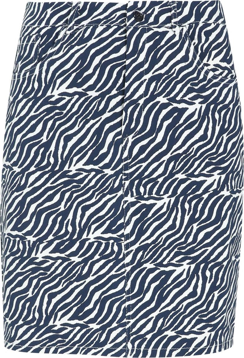 Cassis - Rok in bengaline met een zebraprint - Marineblauw