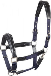 PFIFF halster 'Caline' met leren applicatie PONY dunkelblau-schwarz