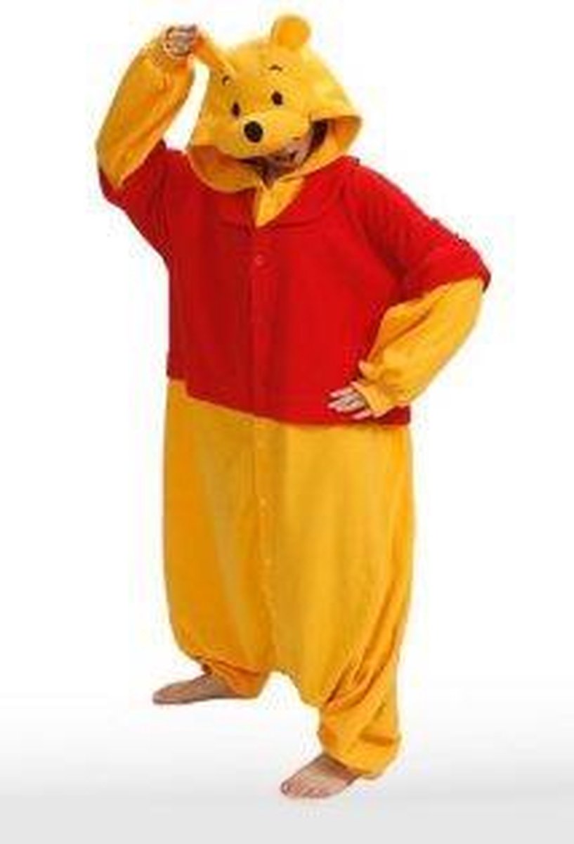 KIMU Onesie Winnie de Poeh pak kostuum - maat L-XL - beer berenpak jumpsuit pyjama