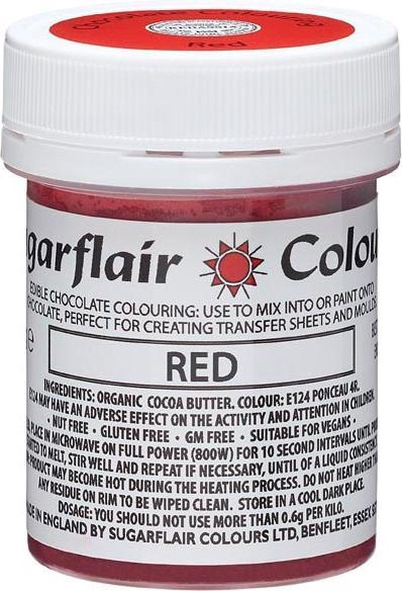 Sugarflair Chocolade Kleurstof - Rood - 35g