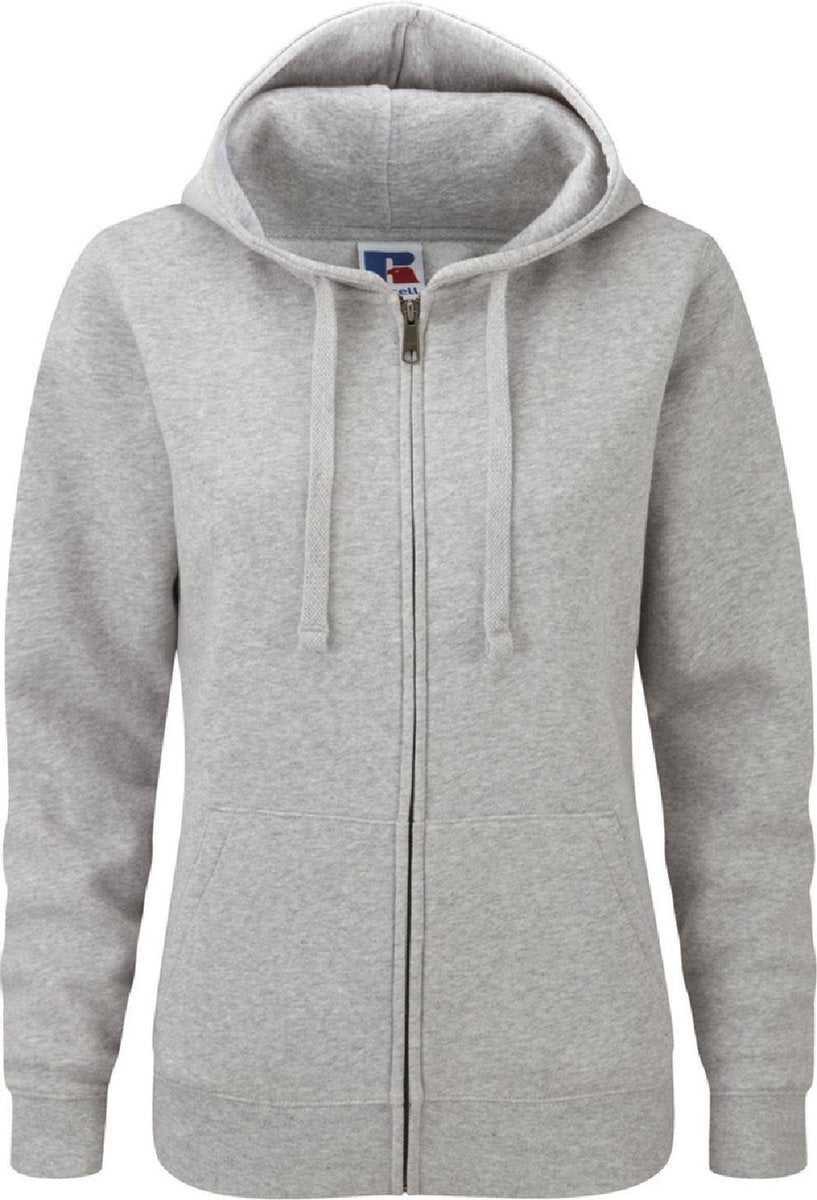 Russell Dames Premium Authentieke Hoodie met rits (3-laagse stof) (Licht Oxford)