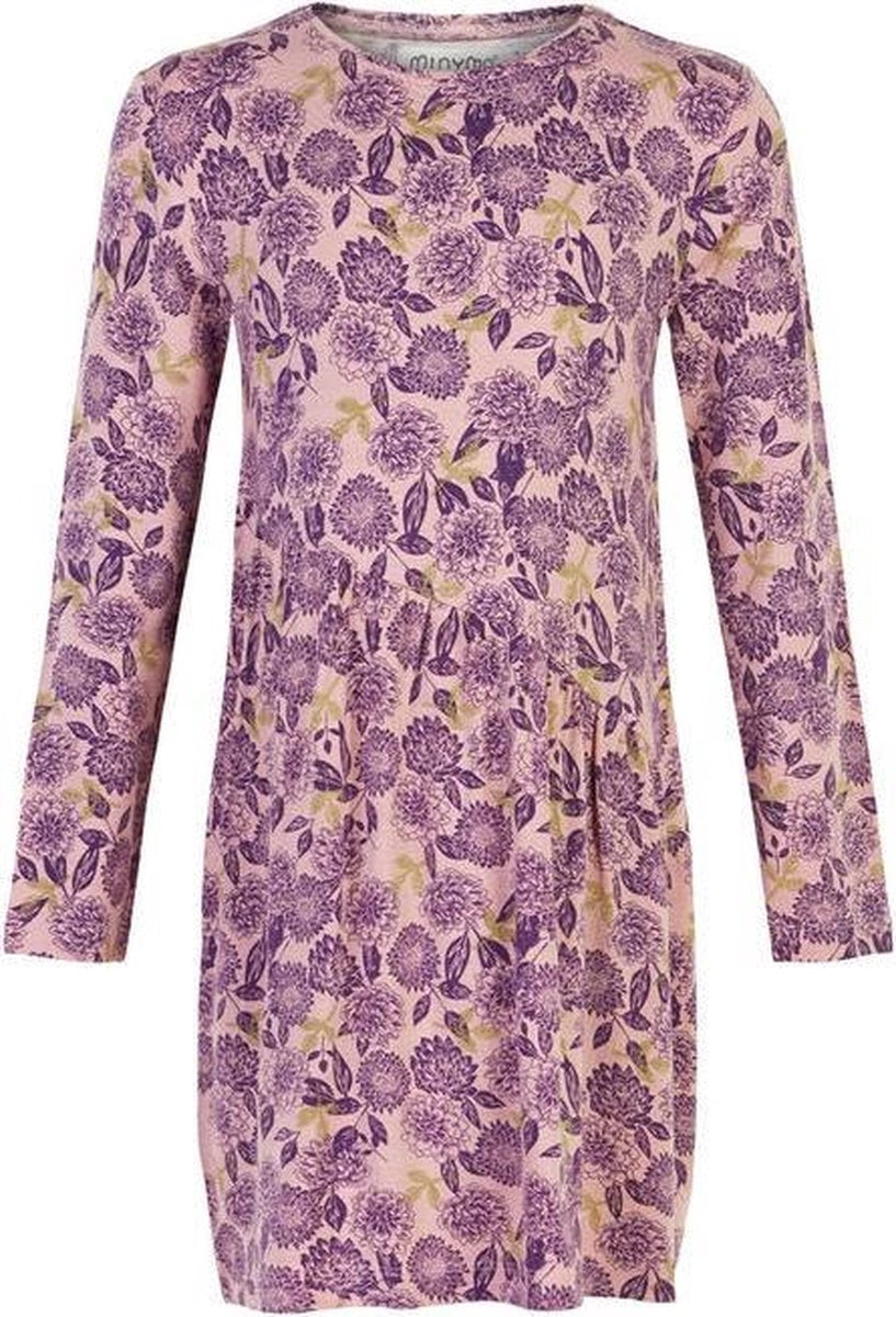 Minymo - jurk - gebloemd -  grape paars - Maat 140
