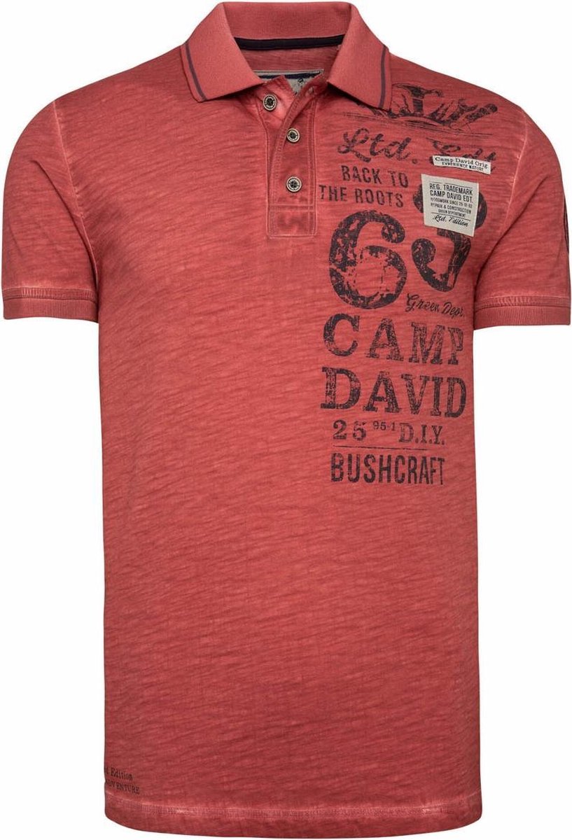 Camp David ® polo met labelapplicaties en tricot kraag