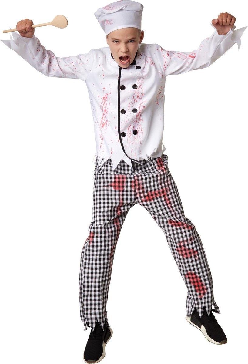 dressforfun - Griezelige kok 152 (11-12y)  - verkleedkleding kostuum halloween verkleden feestkleding carnavalskleding carnaval feestkledij partykleding - 302218