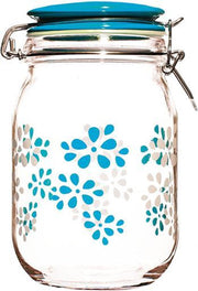 Zak!Designs - Lily Voorraadpot - Incl. Vergrendelbaar Deksel - Glas - 1 l - Aqua blauw
