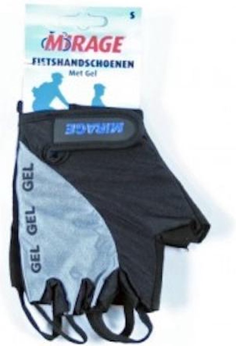 Mirage Fietshandschoenen met gel | Zwart/Grijs | Maat M | schokabsorberend | Chamois leer | Lycra