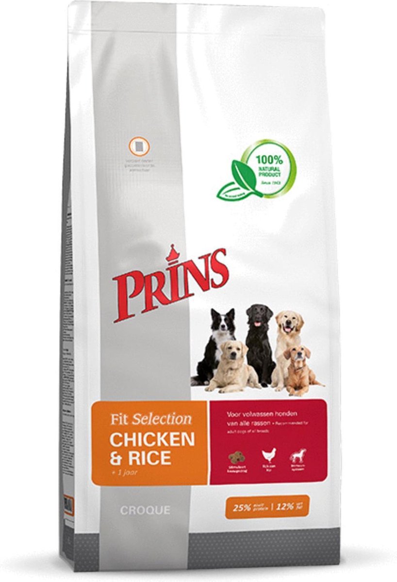 Prins Fit Selection Kip & Rijst - Hondenvoer - 15 kg