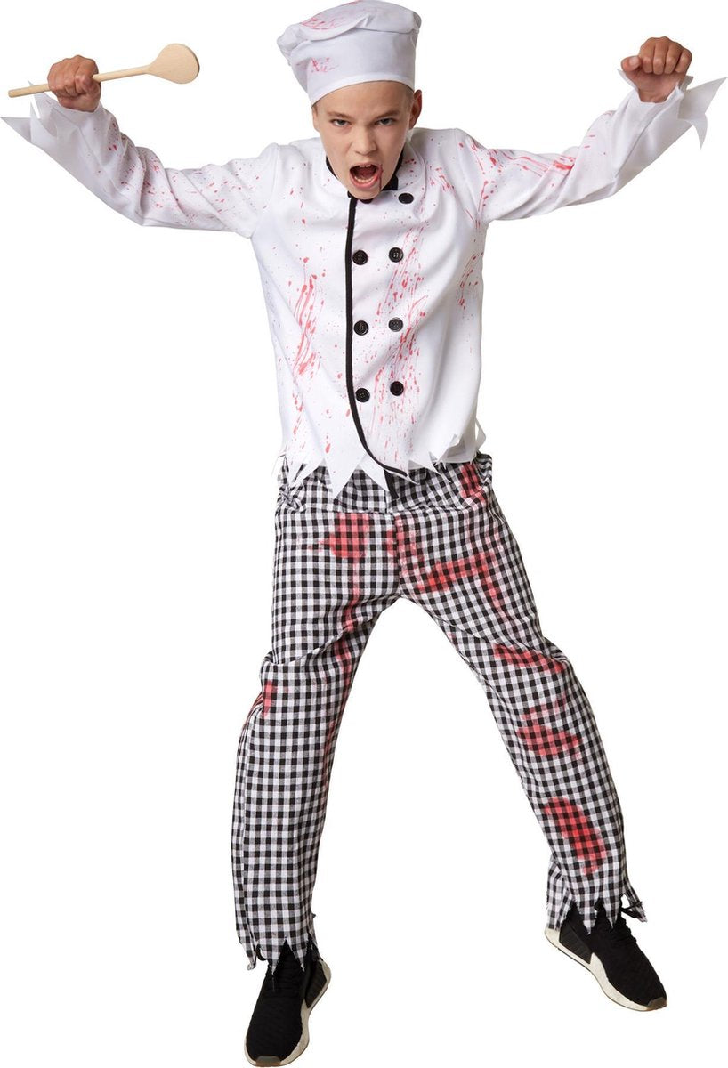 dressforfun - Griezelige kok 158 (vanaf 12 jaar)  - verkleedkleding kostuum halloween verkleden feestkleding carnavalskleding carnaval feestkledij partykleding - 302219