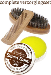 Frisse Baardbalsem met Baardkam en Baardborstel voor Elke Baard - Baardverzorgingsset - Baardbalm tegen Droge Huid en Jeuk - Baardbalsem Hersteld Haren