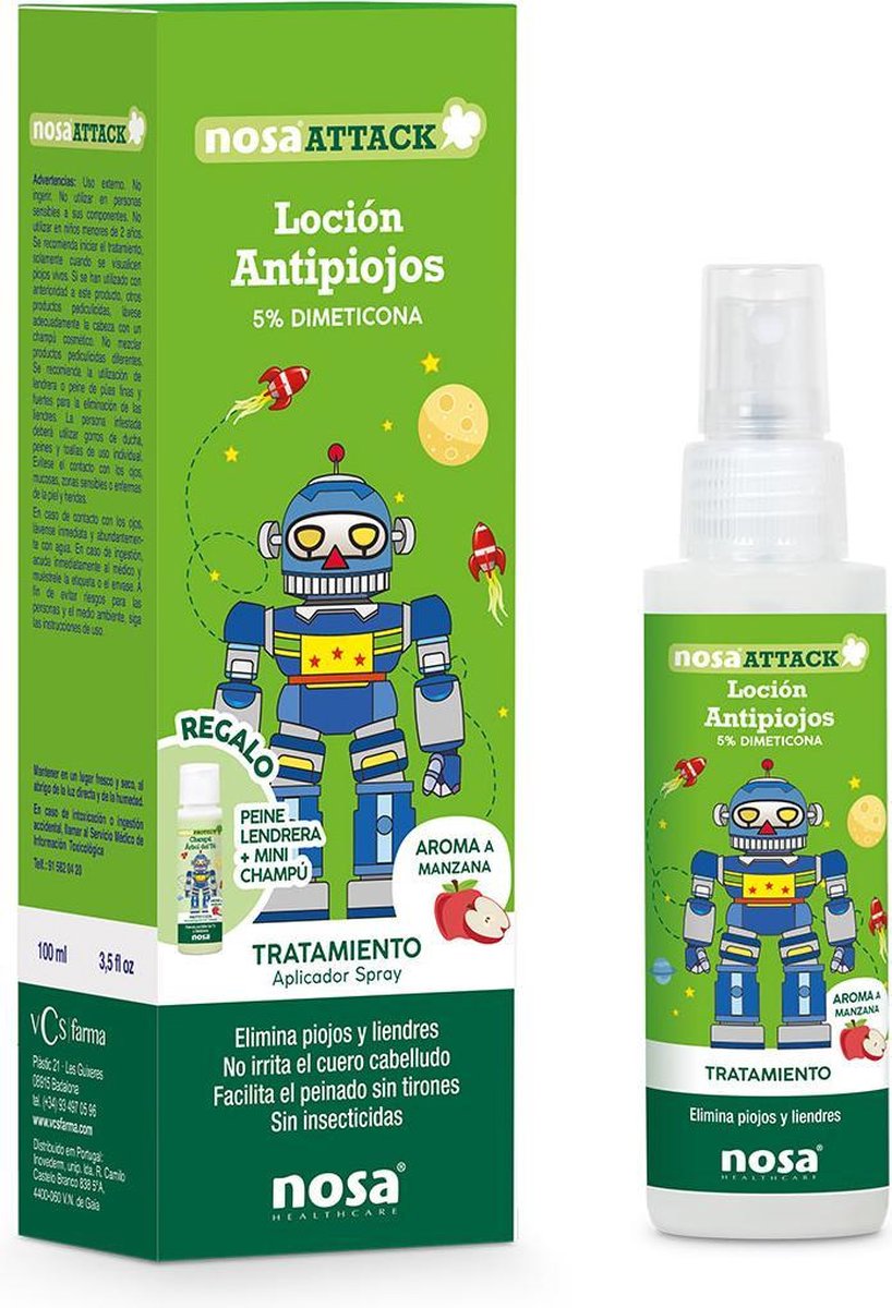 NosaAttack Anti-luizen lotion appelgeur incl. gratis luizenkam