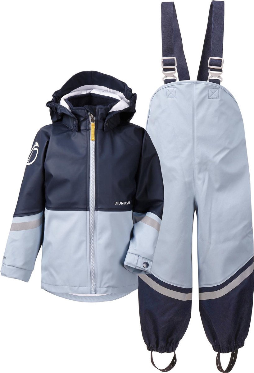 Didriksons - Regenkleding set voor kinderen - Waterman - Lichtblauw/donkerblauw - maat 90 (86-98cm)