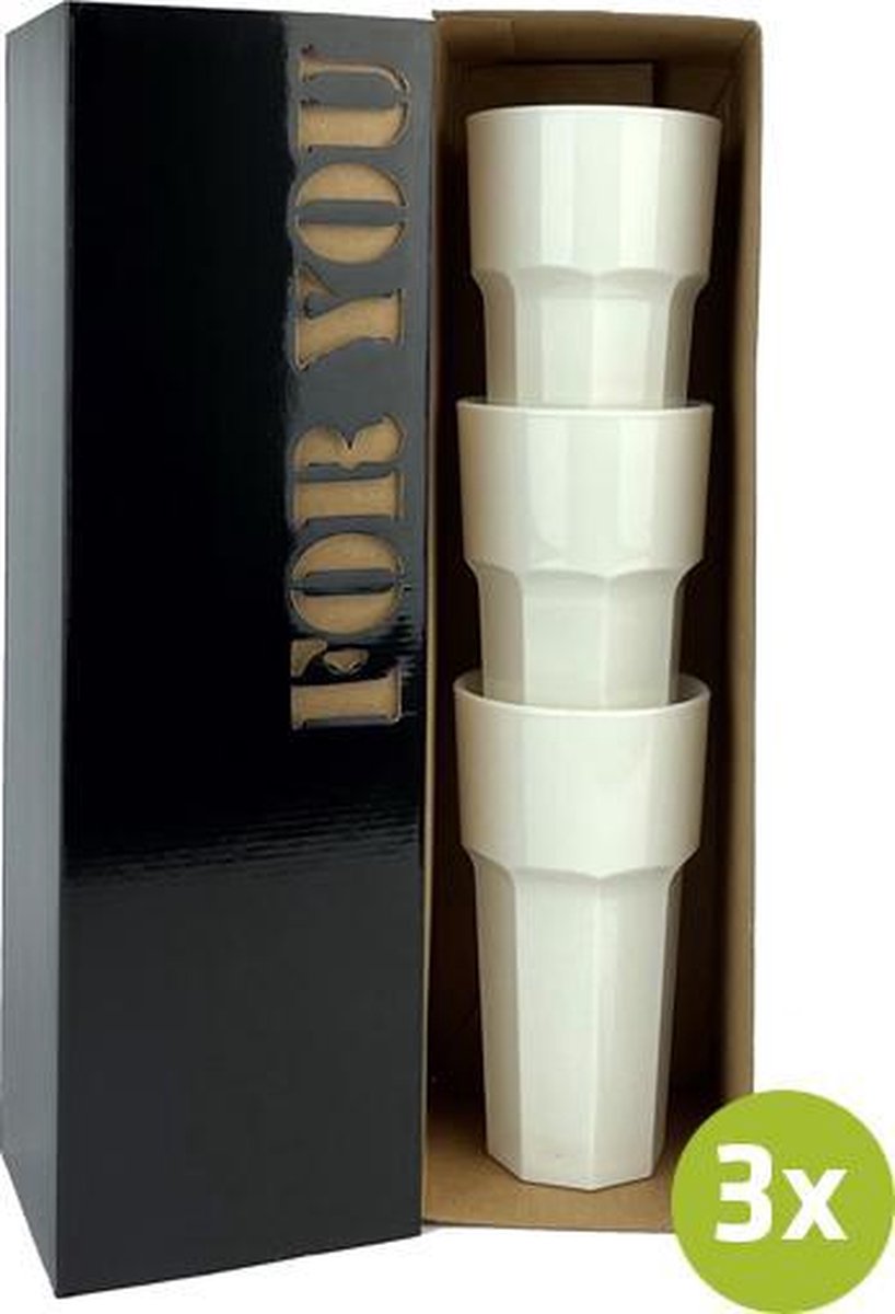 3x Cocktailglas Orlando wit 34cl cadeauset | Onbreekbare kunststof / plastic drinkglazen