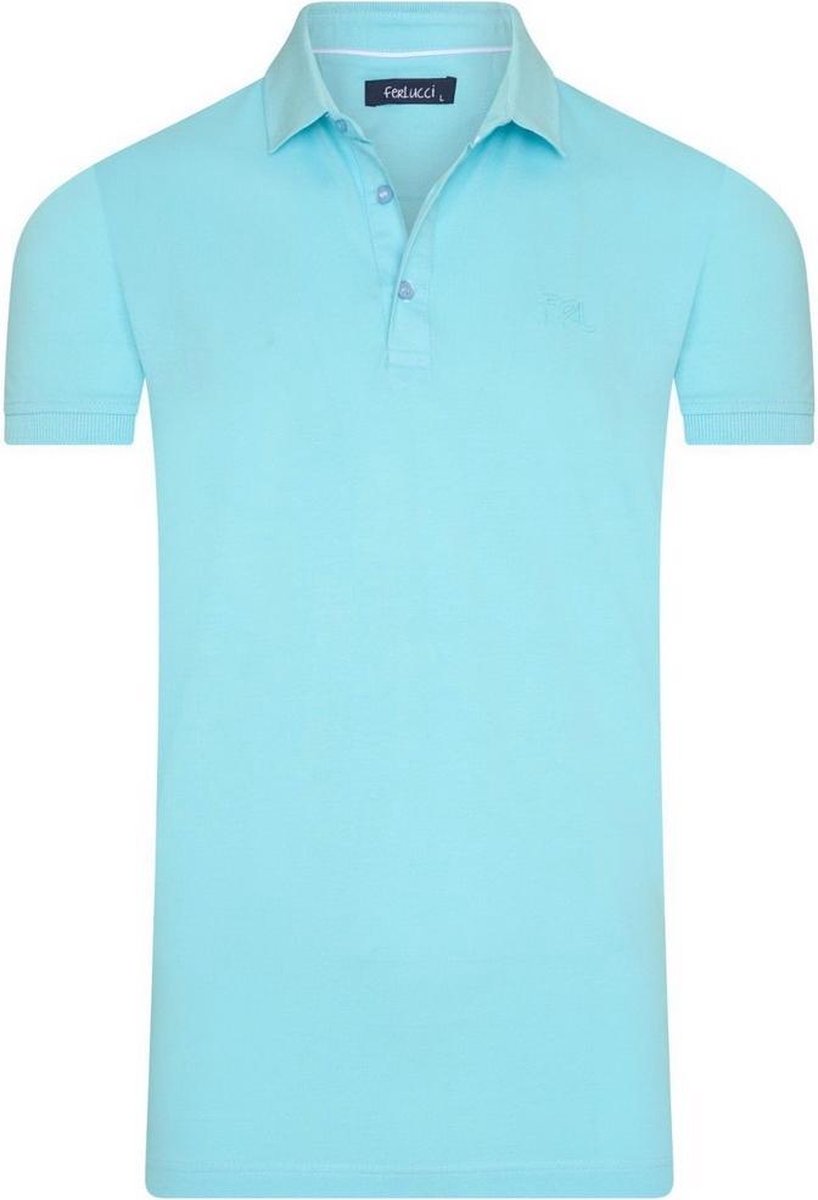 Ferlucci - Exclusieve Heren Polo - Stretch - Model Garda - Aquablauw