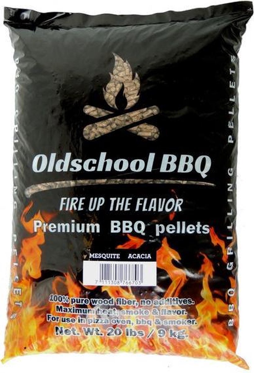 OldschoolBBQ Premium Barbecue pellets Mesquite / Acacia 9 kg voor pellet BBQ