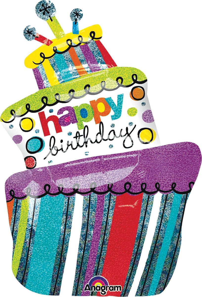 Anagram Folieballon Birthday Cake Junior 94 X 61 Cm