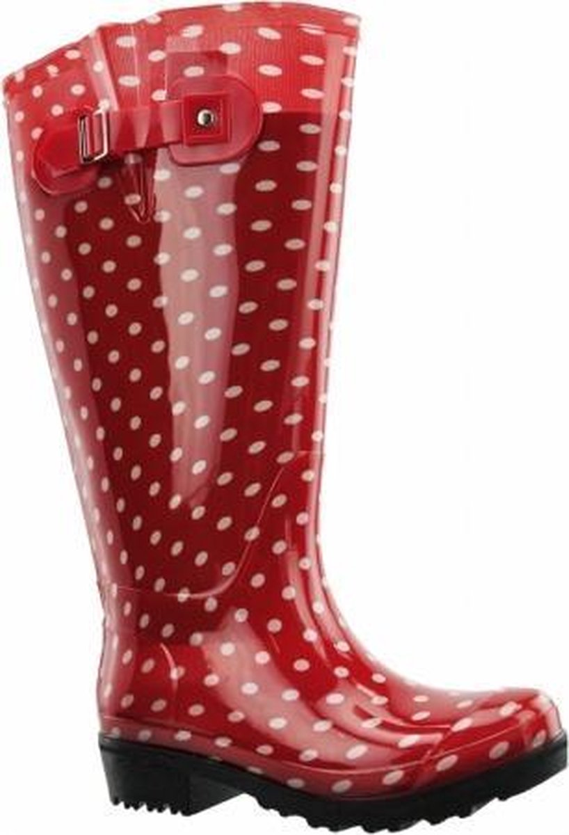Regenlaarzen WIDE WELLIES Rood/Wit Polka Kuitwijdte XXL (50 cm) maat 40