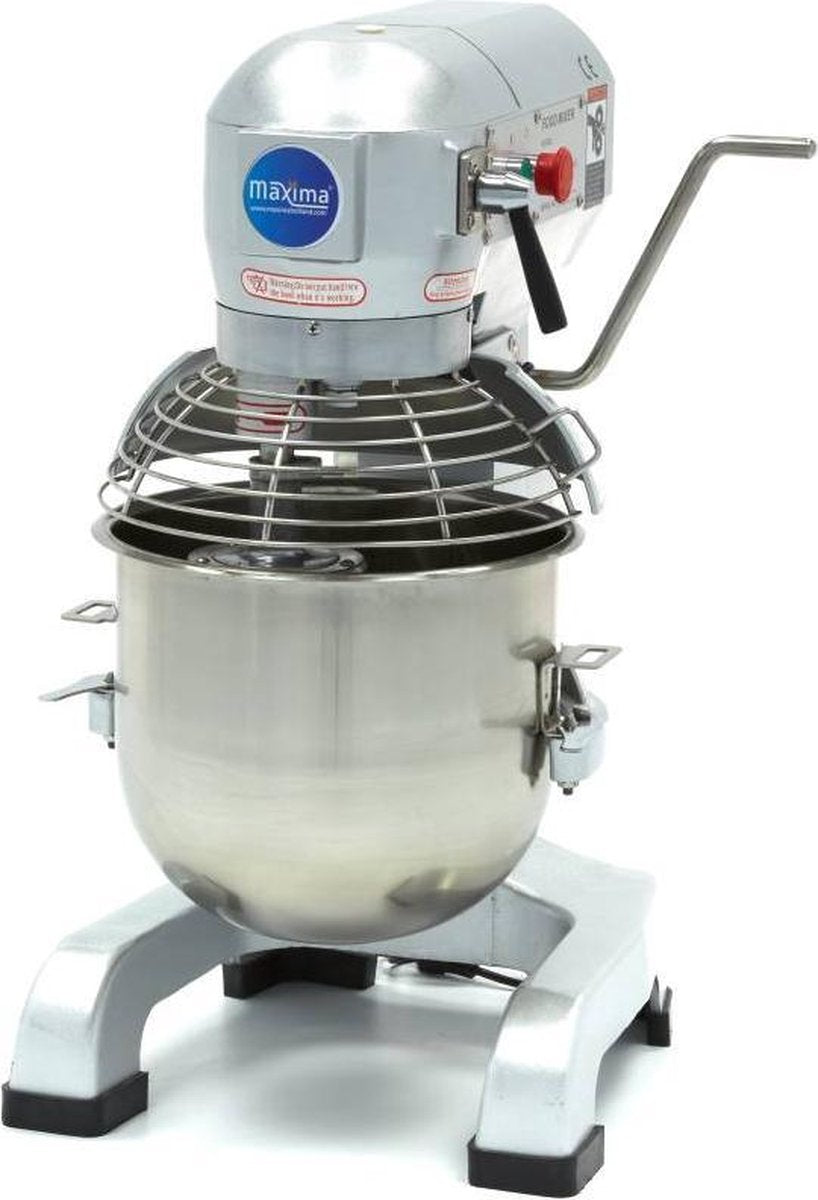 Planeetmenger 20 Liter - RVS Mengkom - 3 Snelheden - 105/180/408 RPM - Gietijzeren Behuizing - Bakkerij Deegmachine / Professionele Deegmixer - Maxima