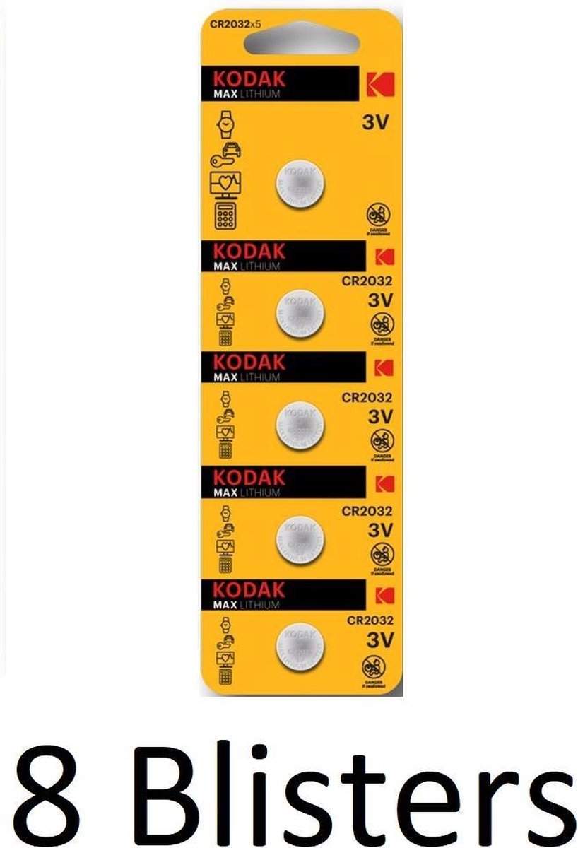 40 Stuks (8 Blisters a 5 st) Kodak Max lithium CR2032 blister 5
