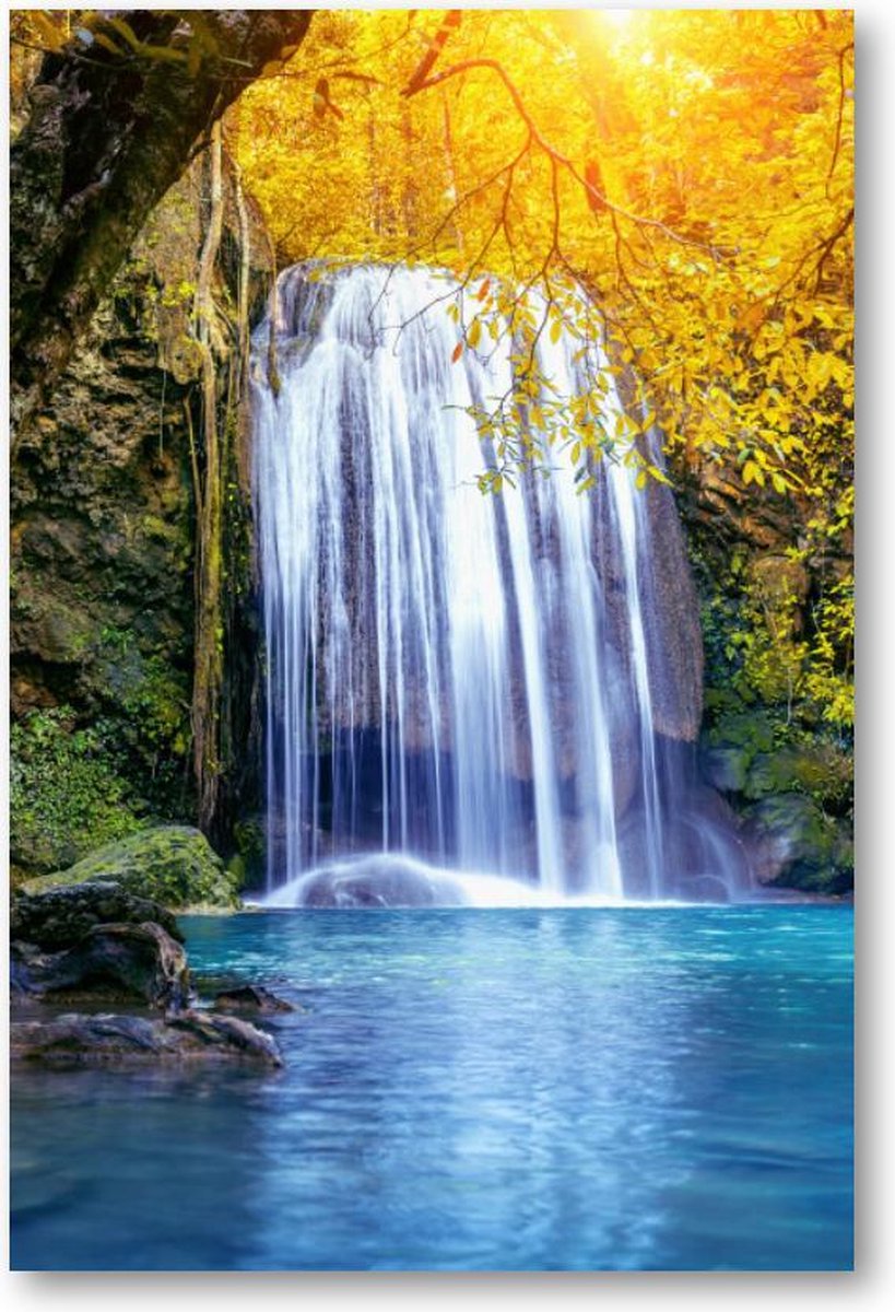 Oase aan waterval - Erawan waterval in de herfst