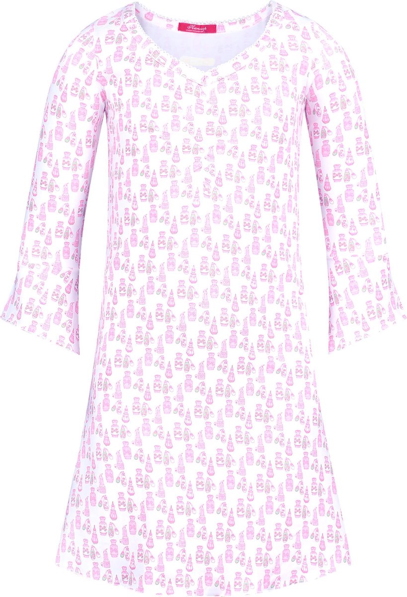 Exclusief Luxueus Kinder nachtkleding Luxe mooi zacht roze Girly Nachthemd van Hanssop met verfijnde rand details en luxe mouw verwerking