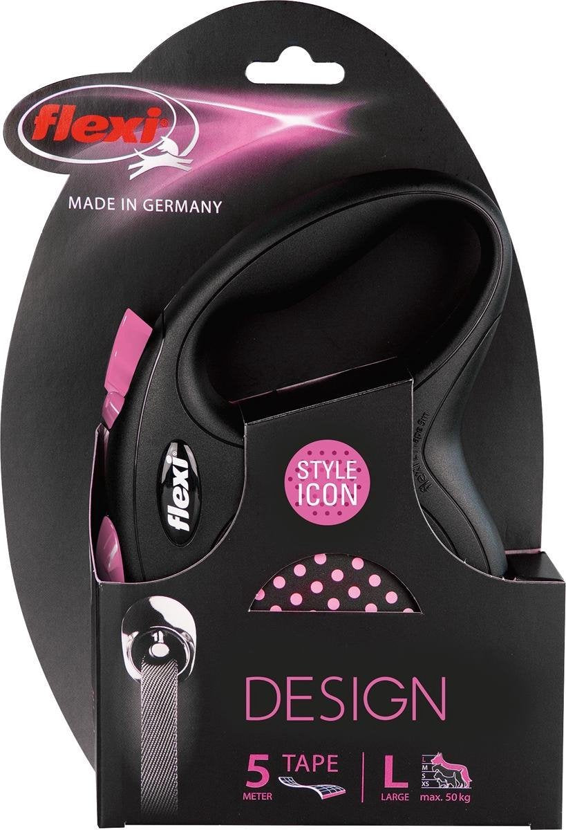 Flexi Design Tape - Hondenriem - Roze - L - 5 m - (<50 kg)