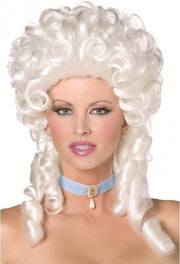Witte hoge damespruik Baroque