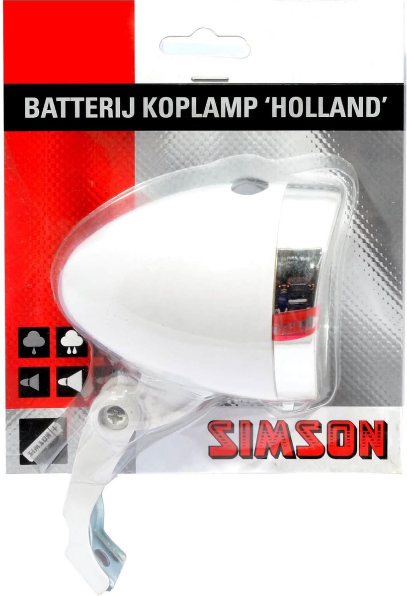 Simson Holland Koplamp - Fietslamp - Batterij - LED - Wit