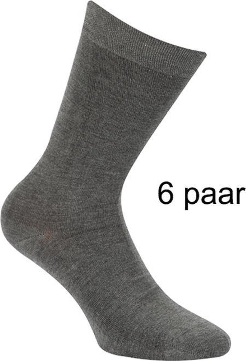 Huissokken | Multi-pack | Boru Bamboe Sokken Unisex | Grijs | 6 paar  - Maat 35-38