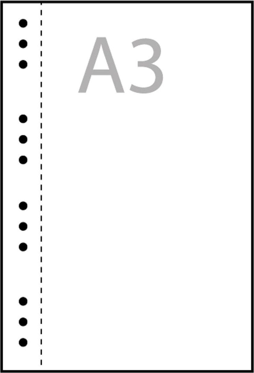 (Art.no. 920607) 20 vel MyArtBook Paper 120 GSM White drawingpaper Size 314 x 420 mm (A3) - 12 punch holes - perforation