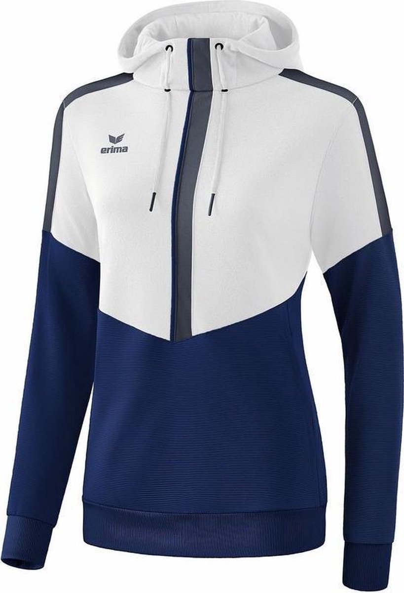 Erima Squad Sweatshirt Met Capuchon Dames Wit- New Navy-Slate Grijs Maat 40