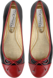 Ballerina's voor Dames – Zwart en Rood – Nappaleer – Instappers – Leren Zool –Werner Kern Ada – maat 37