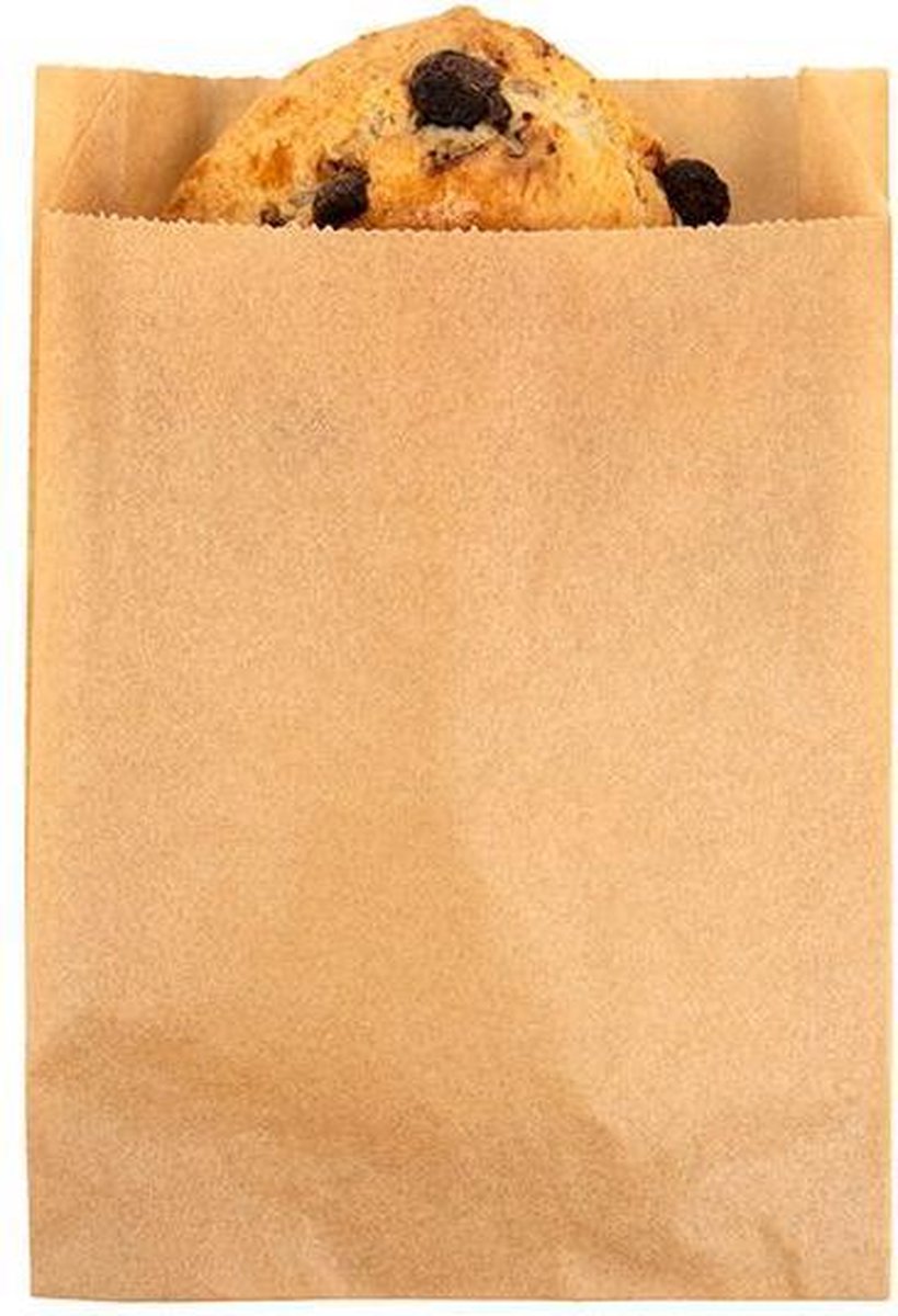 Papieren vetvrije zakken Kraft 11.4x2.9x17.1cm (100 Stuks)