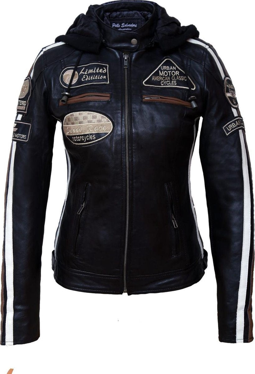 Urban Leather Fifty Eight Leren Motorjas Dames - Zwart - Maat S