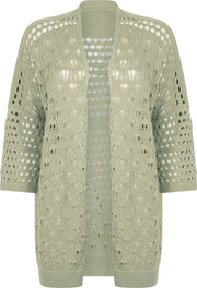Tramontana | Open Gebreid Lang Vest | Sage | Maat M | Vest Dames