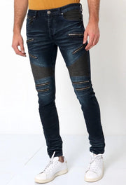 TRUE RISE Biker Jeans Heren Slim Fit - 3025 - Navy - Maten: 28