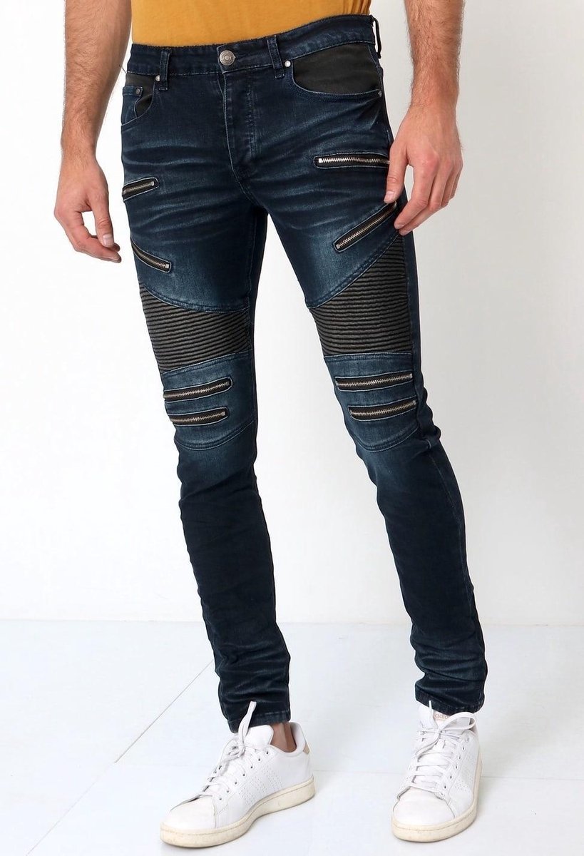 TRUE RISE Biker Jeans Heren Slim Fit - 3025 - Navy - Maten: 28