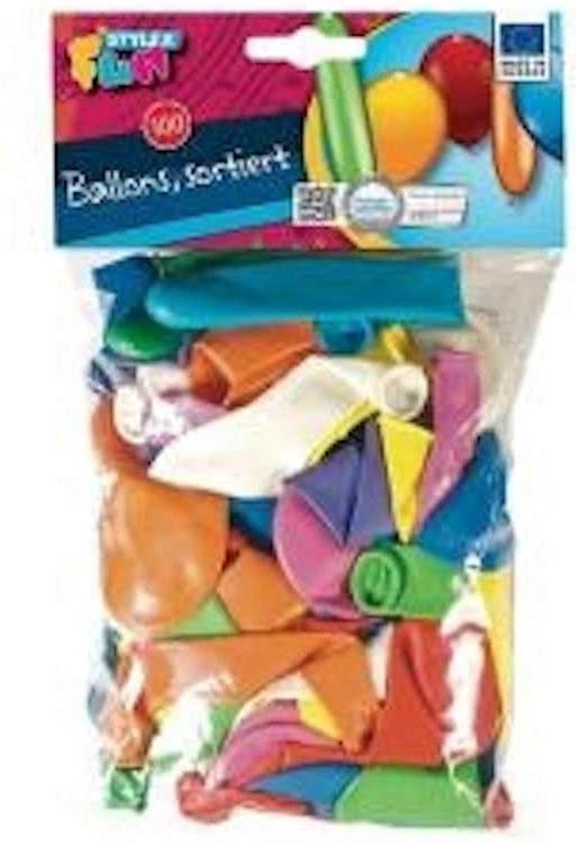 Ballonnen 100 stuks verschillende kleuren en vormen