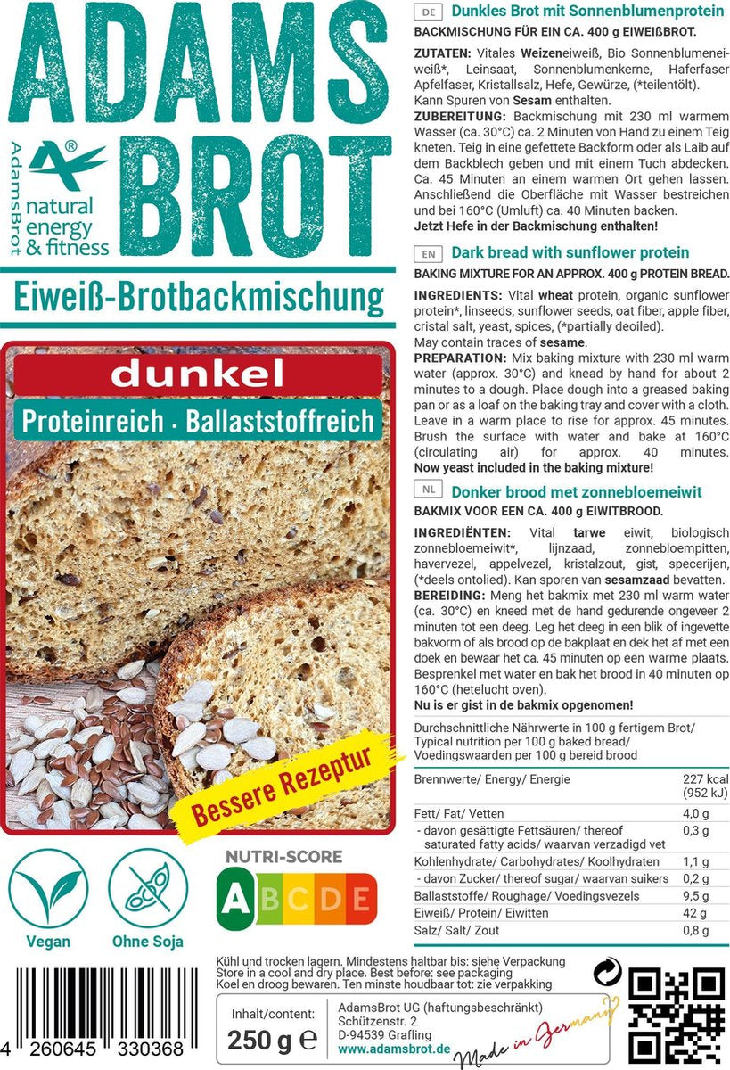 Adam's Brot Broodmix Donker Koolhydraatarm